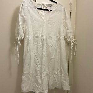 Missguided White Tie Sleeve Smock Dress  US12